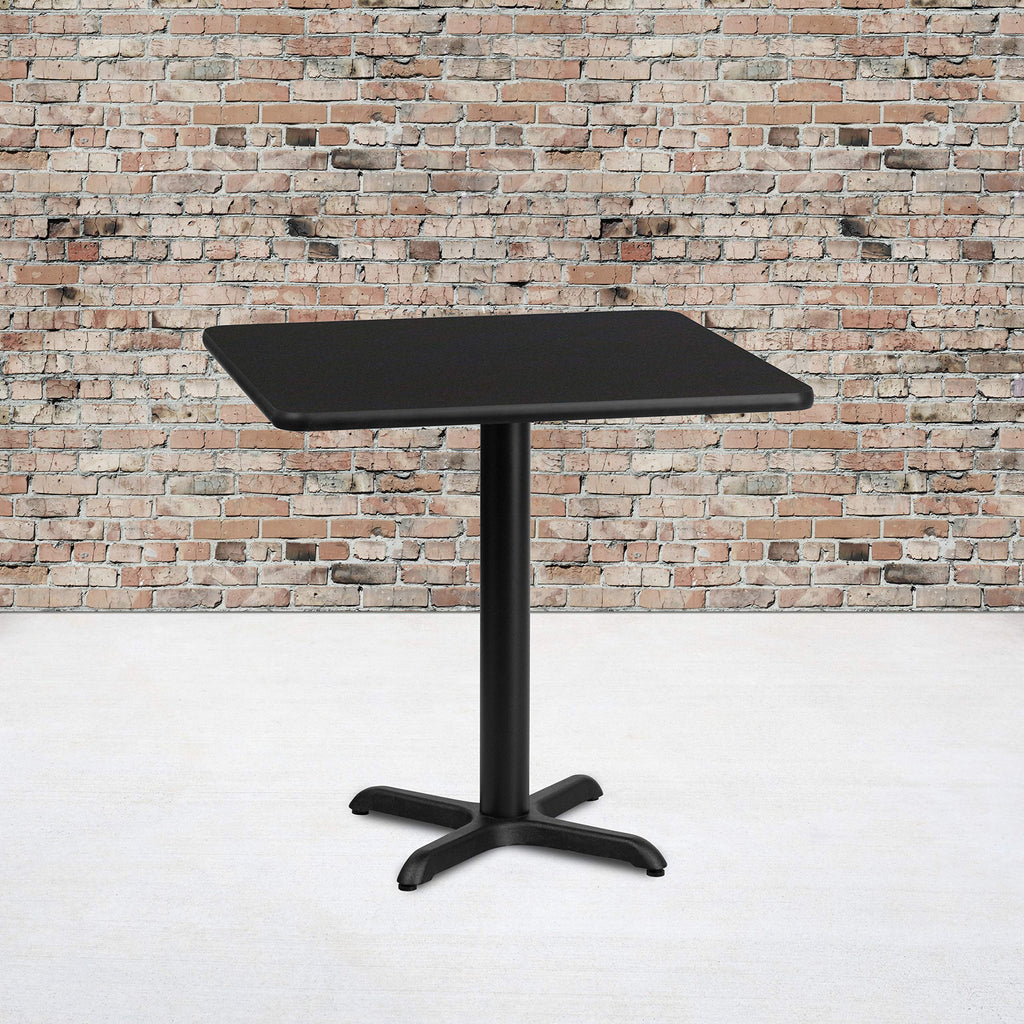 Flash Furniture 30'' Square Black Laminate Table Top with 22'' x 22'' Table Height Base