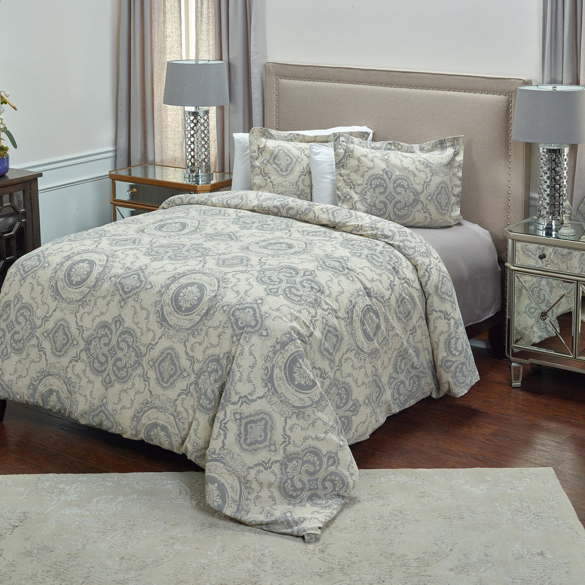 Rizzy Home | BT4194 | Duvet | 70&quot;x86&quot; Brown/Neutral/Gray Medallion