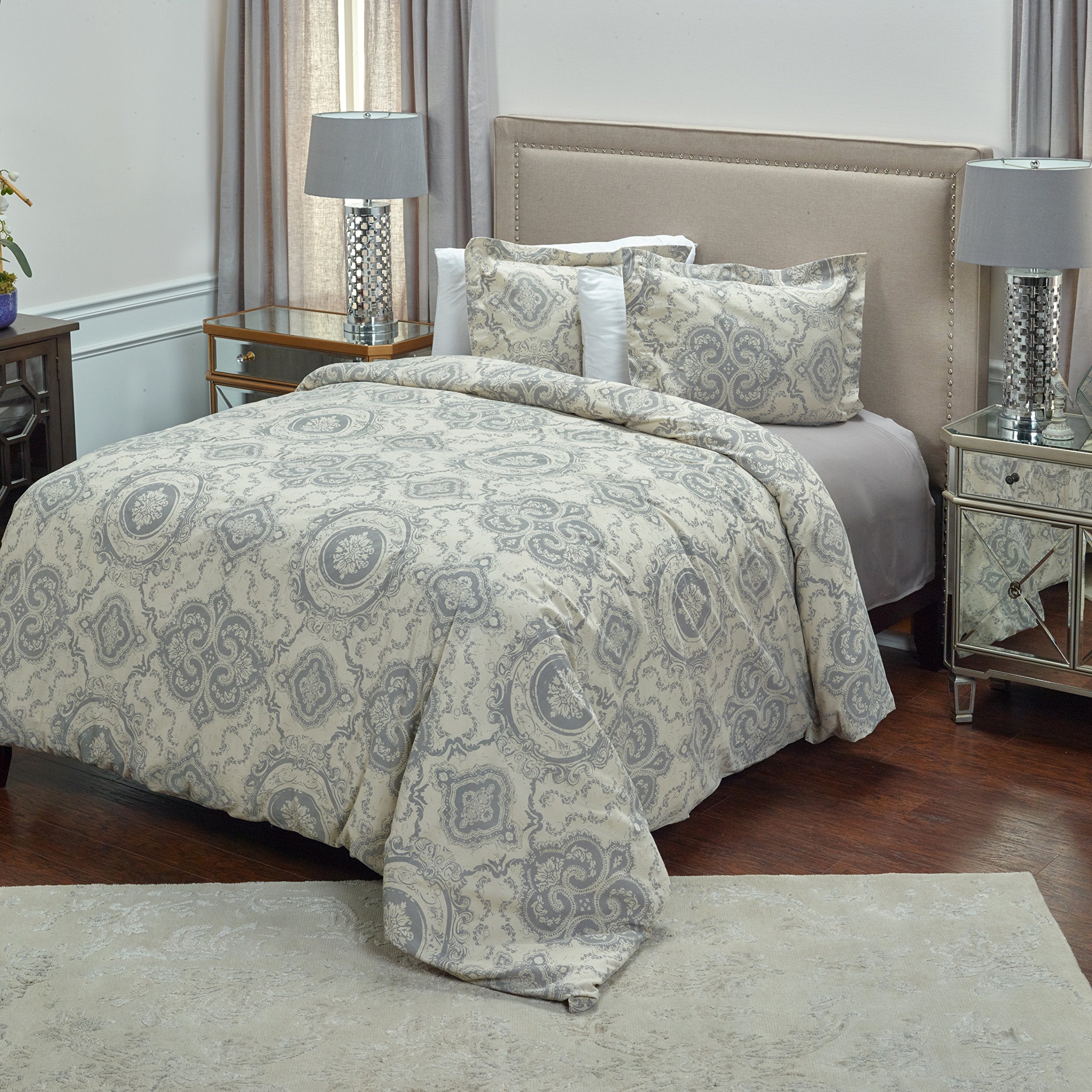Rizzy Home | BT4194 | Duvet | 70"x86" Brown/Neutral/Gray Medallion