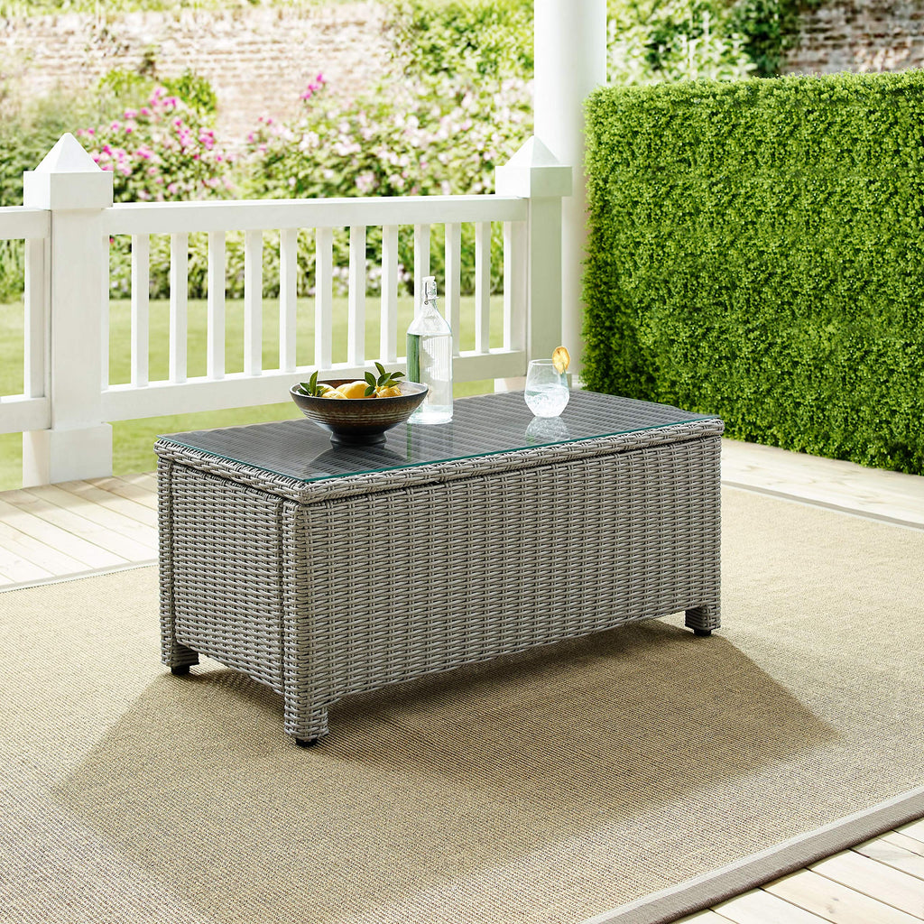Crosley Furniture Bradenton All Weather Rattan Wicker Outdoor Coffee Table for Patio, Deck, Porch, Gray