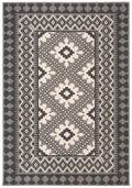 Safavieh Veranda Collection 2' X 3'7' Ivory/Charcoal Ver099 Boho Indoor/ Outdoor Non-Shedding Easy Scrubbing Patio Backyard Porc