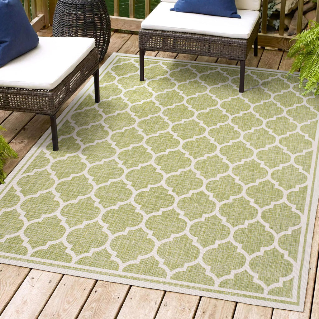 Jonathan Y Smb109G-4 Trebol Moroccan Trellis Textured Weave Indoor Outdoor Area-Rug, Modern Coastal Casual Easy-Cleaning,Bedroom