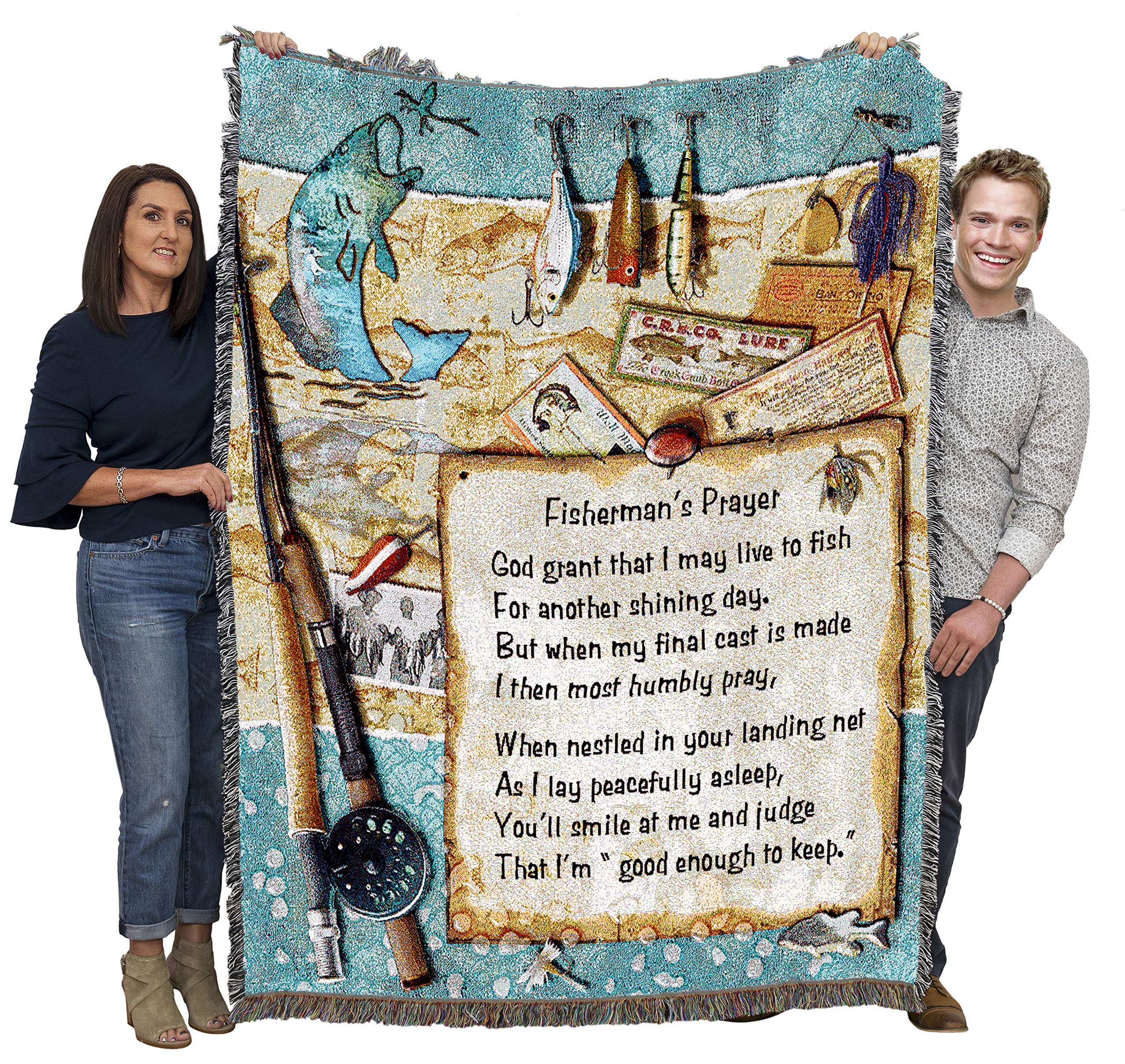 Pure Country Weavers Fishermans Prayer Blanket - Religious Lake Lodge Cabin Gift Tapestry Throw Woven from Cotton - Made in The