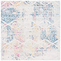 SAFAVIEH Tulum Collection 3 Square Ivory/Blue TUL272C Moroccan Boho Tribal Non-Shedding Living Room Bedroom Accent Rug