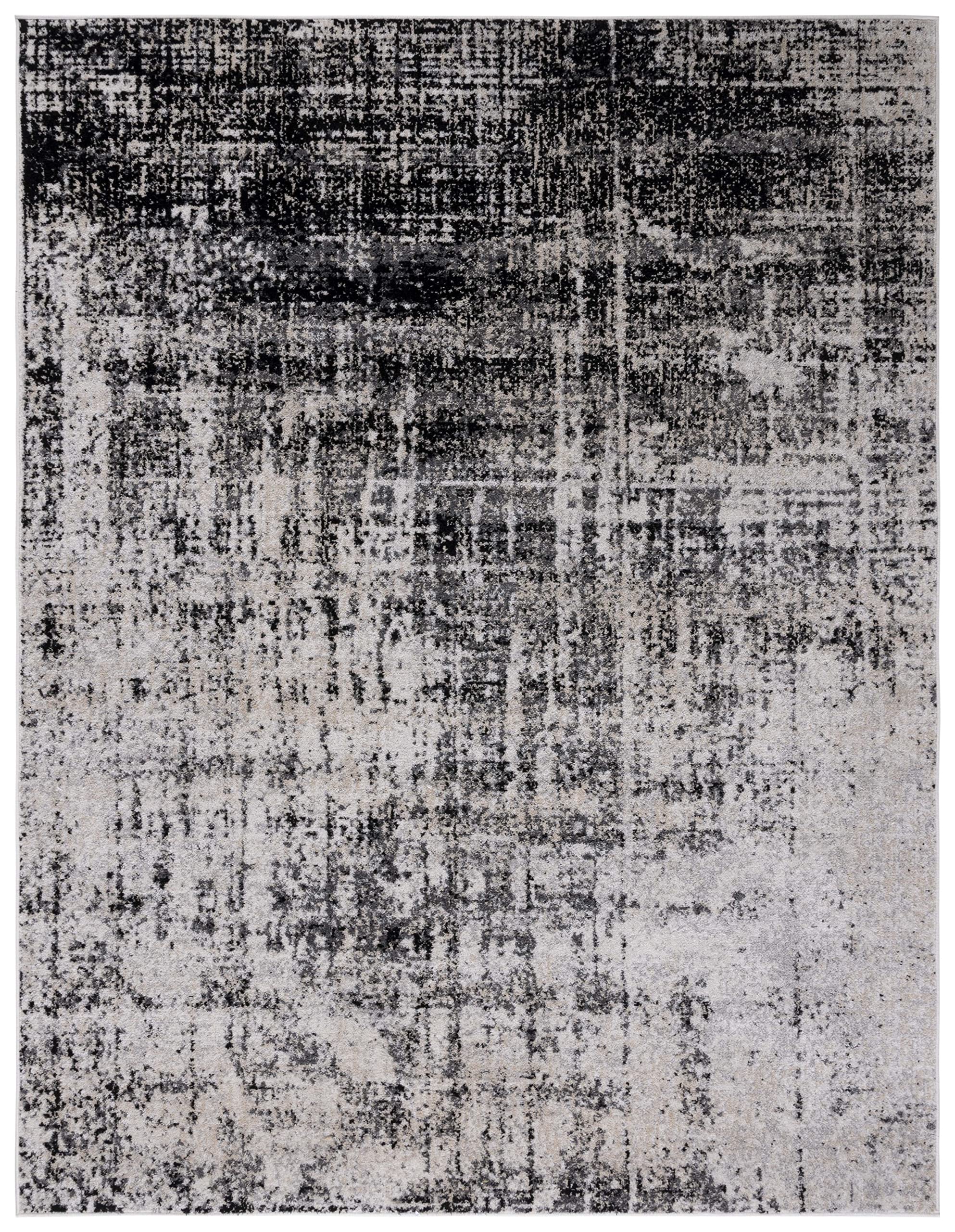 Safavieh Adirondack Collection Area Rug - 9' X 12', Silver & Black, Modern Abstract Design, Non-Shedding & Easy Care, Ideal For