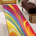 Rugshop Modern Contemporary Waves Non-Slip (Non-Skid) Area Rug Runner 2 X 7 (22 X 84) Multi