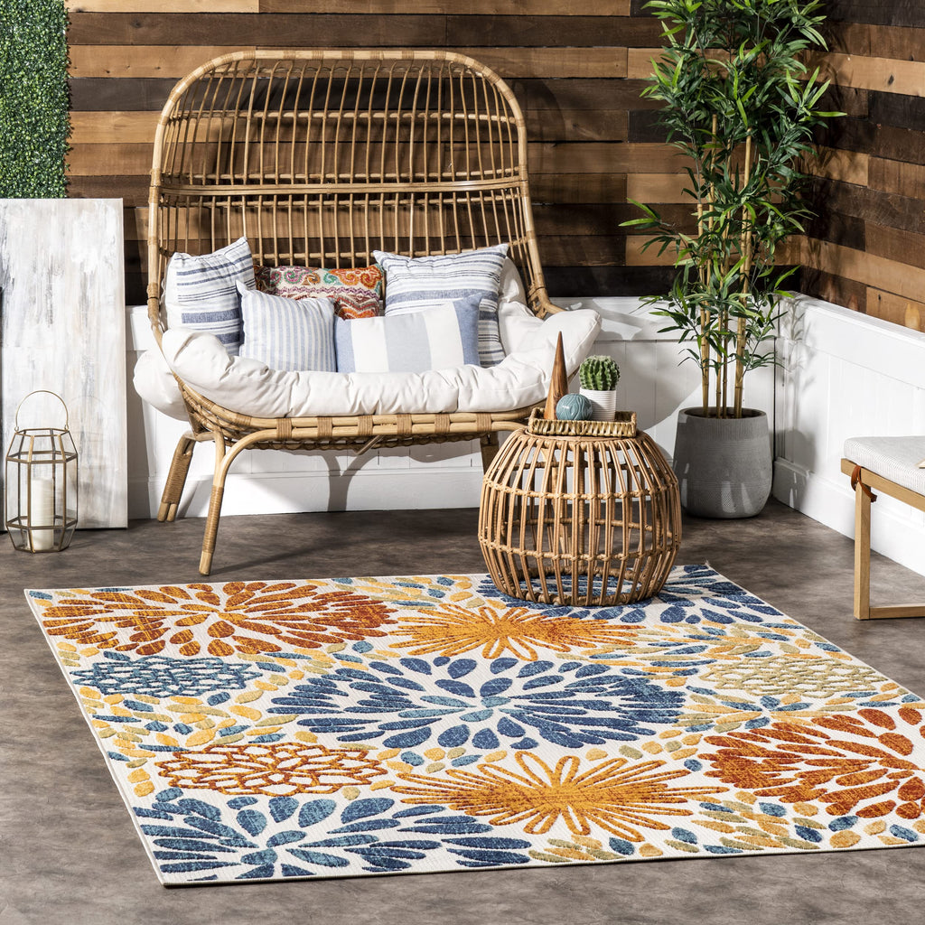 Nuloom Monique Floral Indoor/Outdoor Area Rug, 4' X 6', Multi Color, Rectangular, 0.4' Thick