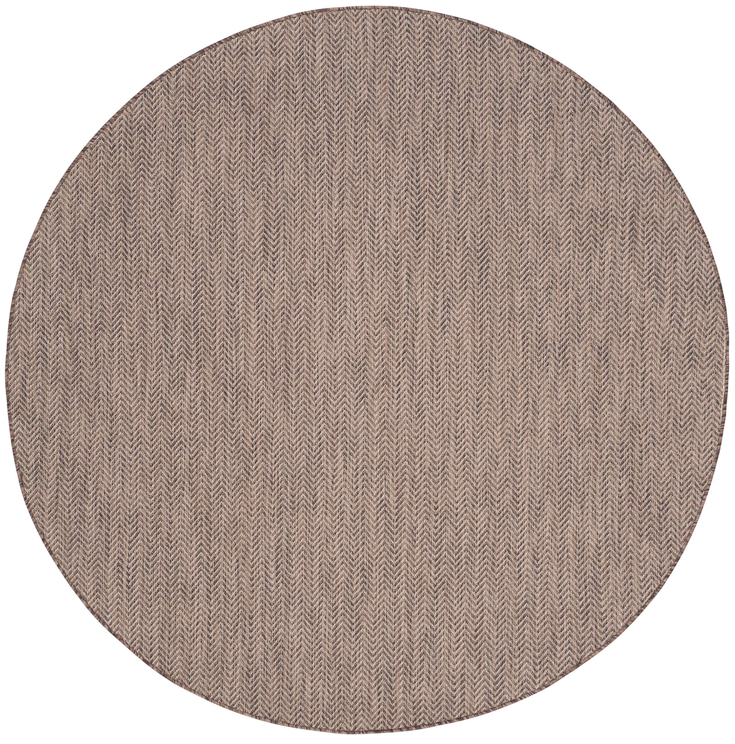 Safavieh Courtyard Collection Area Rug - 6'7'' Round, Brown & Beige, Non-Shedding & Easy Care, Indoor/Outdoor & Washable-Ideal F