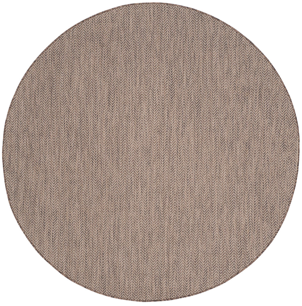 Safavieh Courtyard Collection Area Rug - 6'7'' Round, Brown & Beige, Non-Shedding & Easy Care, Indoor/Outdoor & Washable-Ideal F
