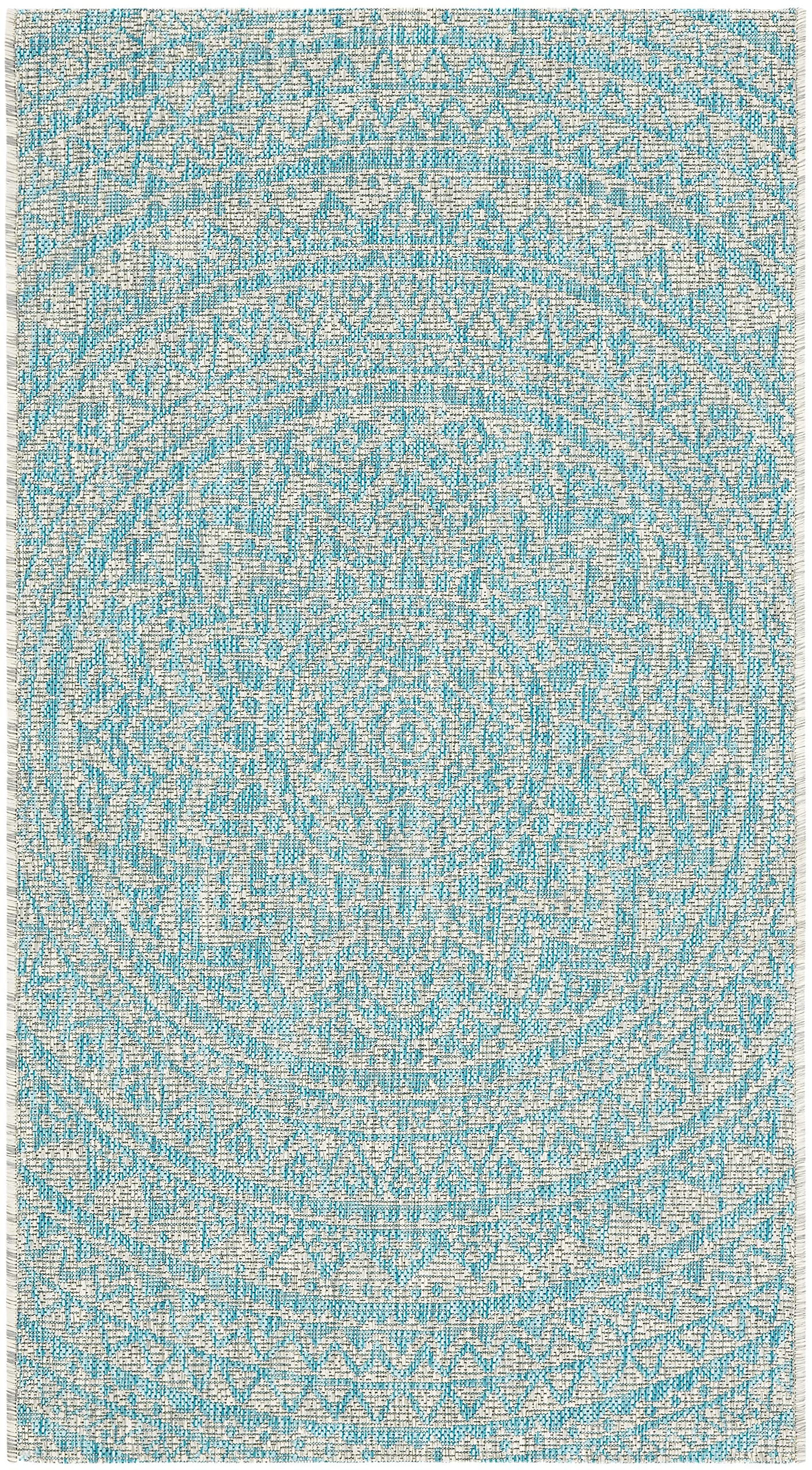 Safavieh Courtyard Collection 2' X 3'7' Grey / Aqua Cy8734 Indoor/ Outdoor Patio Backyard Mudroom Accent Rug