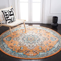 Safavieh Madison Collection 8 Round OrangeTeal MAD473P Boho Chic Medallion Distressed Non-Shedding Entryway Foyer Living Room B