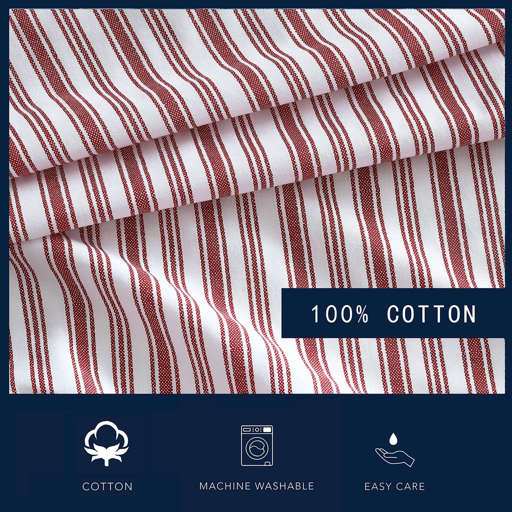 Nautica - Twin Xl Sheets, Cotton Percale Bedding Set, Casual Home Decor, Dorm Room Essentials (Coleridge Stripe Red, Twin Xl)