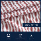 Nautica - Twin Xl Sheets, Cotton Percale Bedding Set, Casual Home Decor, Dorm Room Essentials (Coleridge Stripe Red, Twin Xl)