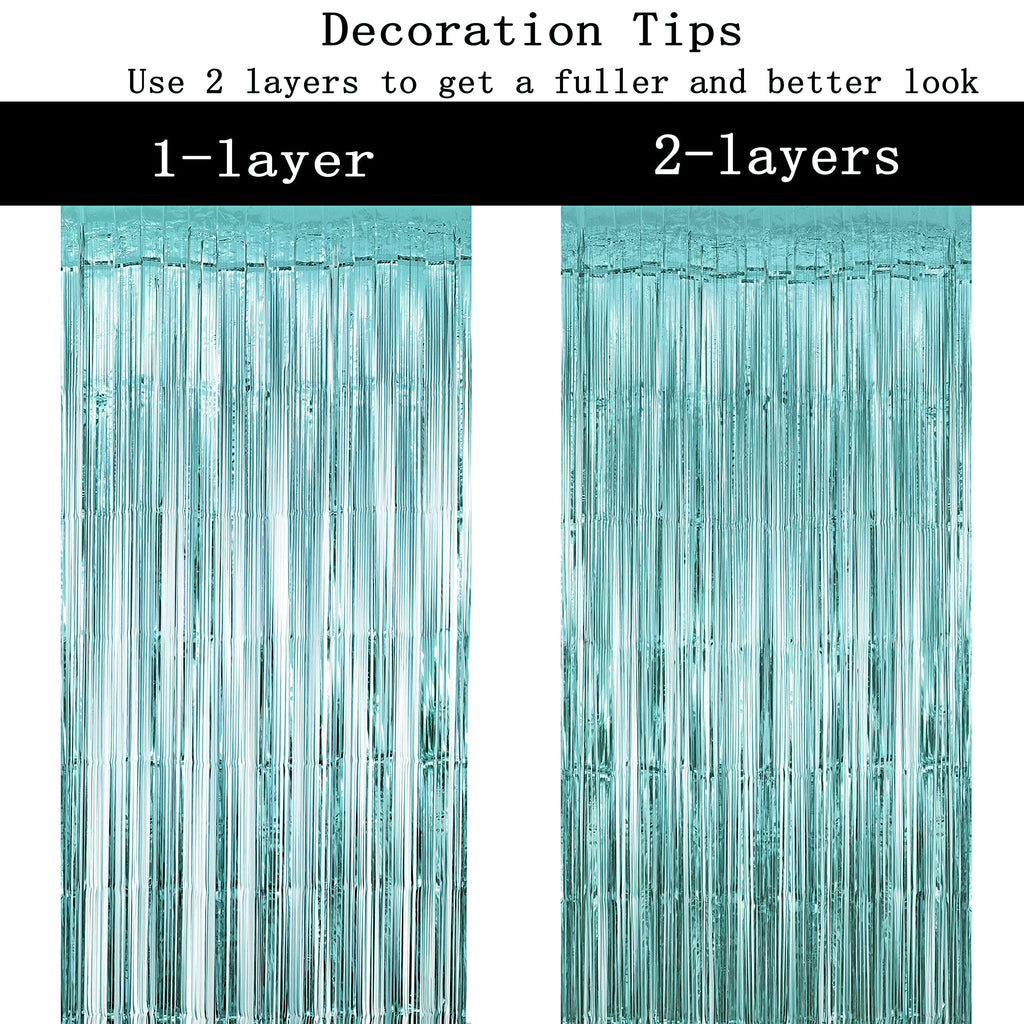Blue Tinsel Foil Fringe Curtains Under The Sea Baby Shower Birthday Photo Backdrops Wedding Happy New Years Christmas Party Deco