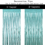 Blue Tinsel Foil Fringe Curtains Under The Sea Baby Shower Birthday Photo Backdrops Wedding Happy New Years Christmas Party Deco