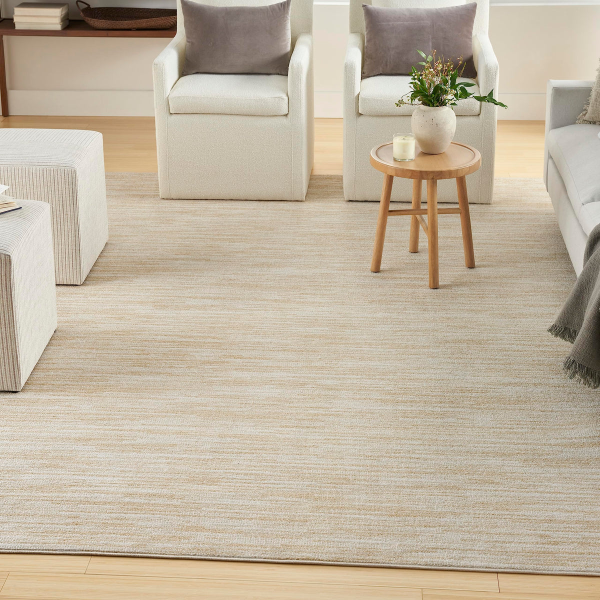 Nourison Essentials Indoor/Outdoor Ivory Gold 8' X 10' Area Rug, Easy Cleaning, Non Shedding, Bed Room, Living Room, Dining Room