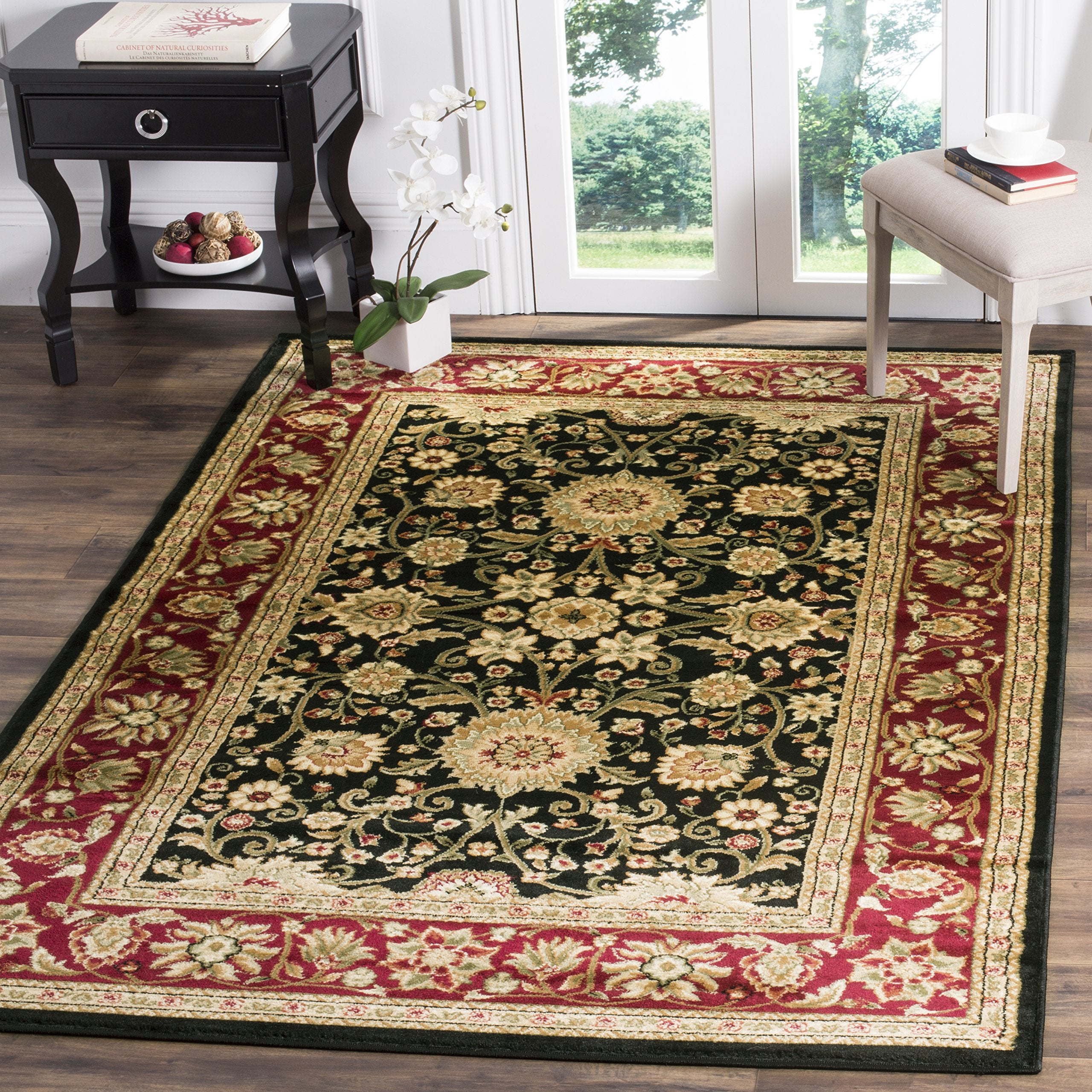 SAFAVIEH Lyndhurst Collection 10 Square Black/Red LNH212G Traditional Oriental Non-Shedding Living Room Bedroom Area Rug