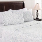 Chanasya Premium Floral Printed Elegant Patterned King Bed Sheet Set 4-Piece - 1 Flat Sheet 1 Fitted Sheet And 2 Pillowcases - U