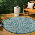 Jonathan Y Smb100C-8R Tela Bohemian Textured Weave Floral Teal/Gray 8' Round Indoor/Outdoor Area Rug, Pet Friendly, Non-Shedding