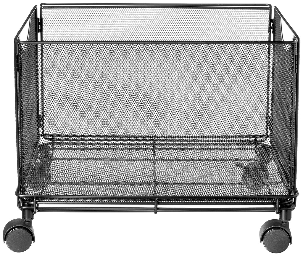 Safco Onyx Rolling Cart Desktop Tub File, Fits Letter-Size Hanging Folders, Collapsible Desk Organizer, Durable Steel Mesh Construction, Black