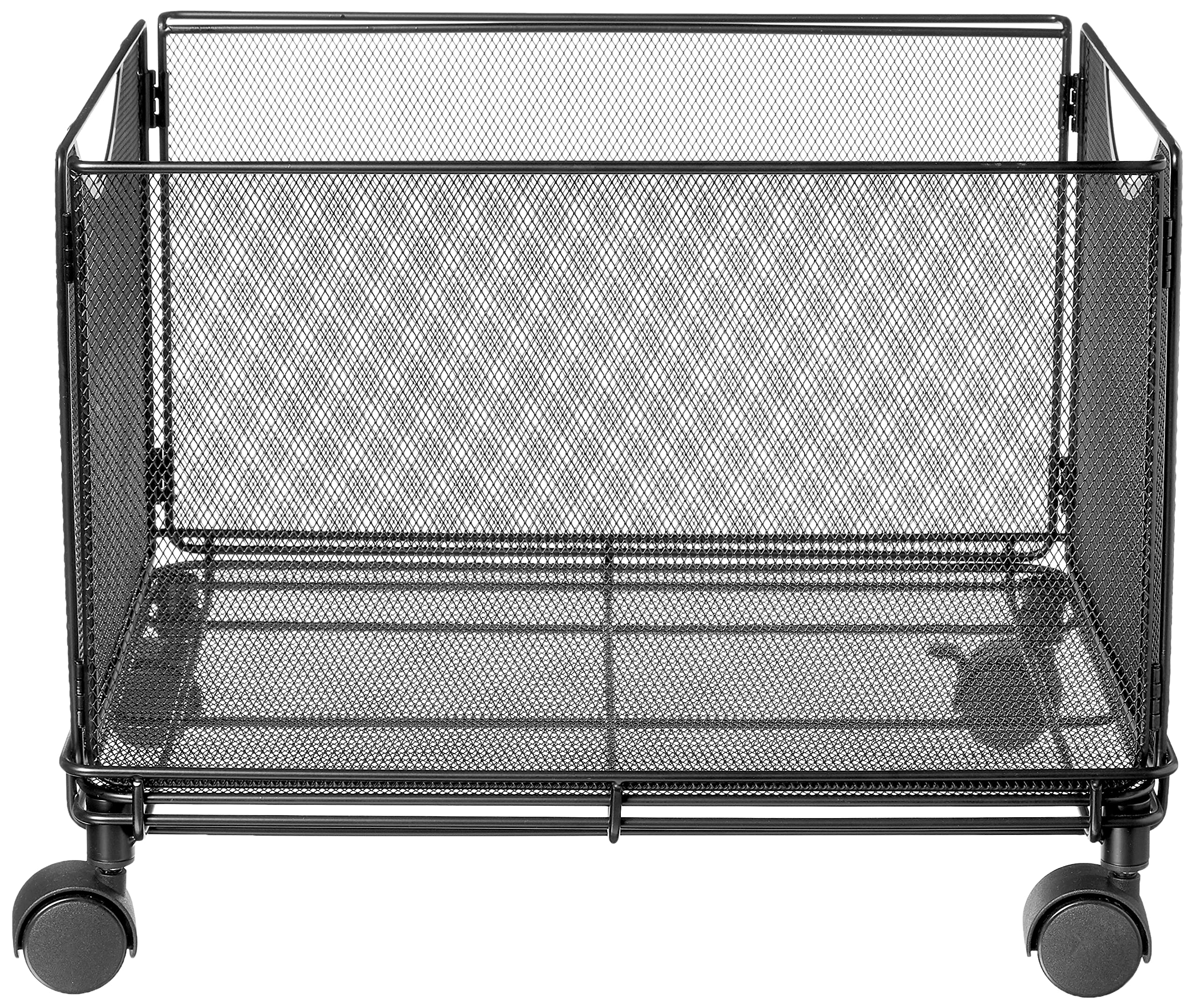 Safco Onyx Rolling Cart Desktop Tub File, Fits Letter-Size Hanging Folders, Collapsible Desk Organizer, Durable Steel Mesh Construction, Black