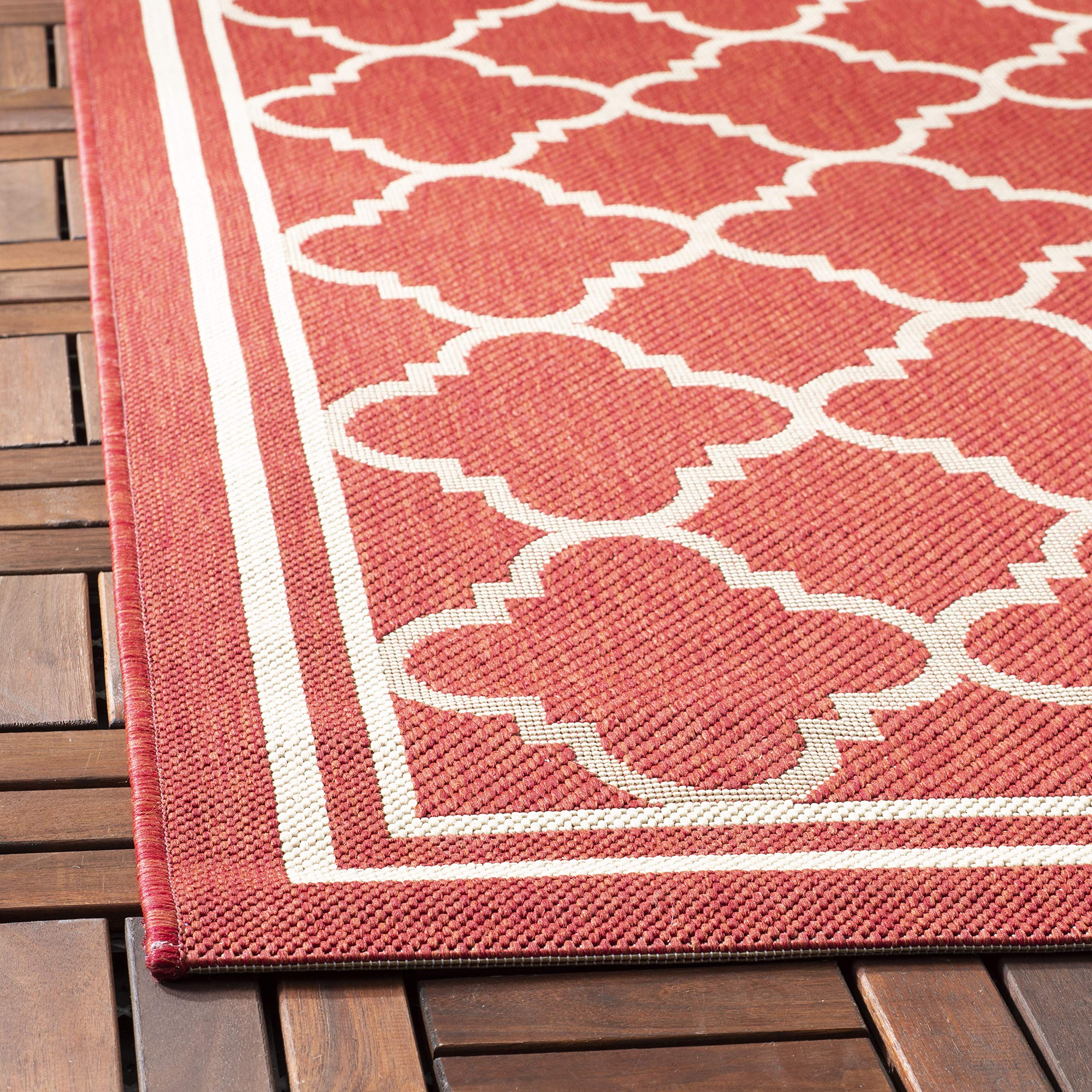 Safavieh Courtyard Collection 2'3' X 8' Red/Bone Cy6918 Trellis Indoor/ Outdoor Waterproof Easy Cleaning Patio Backyard Mudroom Runner Rug