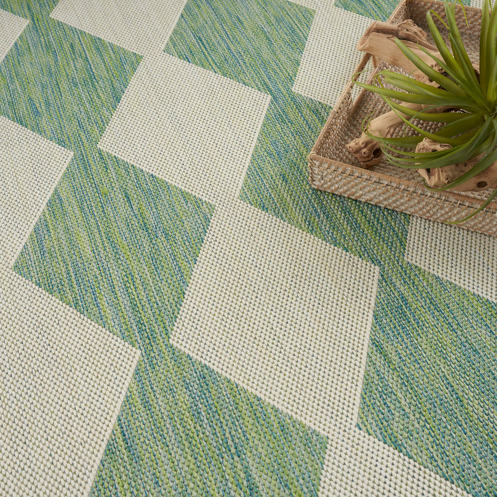 Nourison Positano Indoor/Outdoor Blue Green 4' X 6' Area Rug, Easy Cleaning, Non Shedding, Bed Room, Living Room, Dining Room, Backyard, Deck, Patio (4X6)