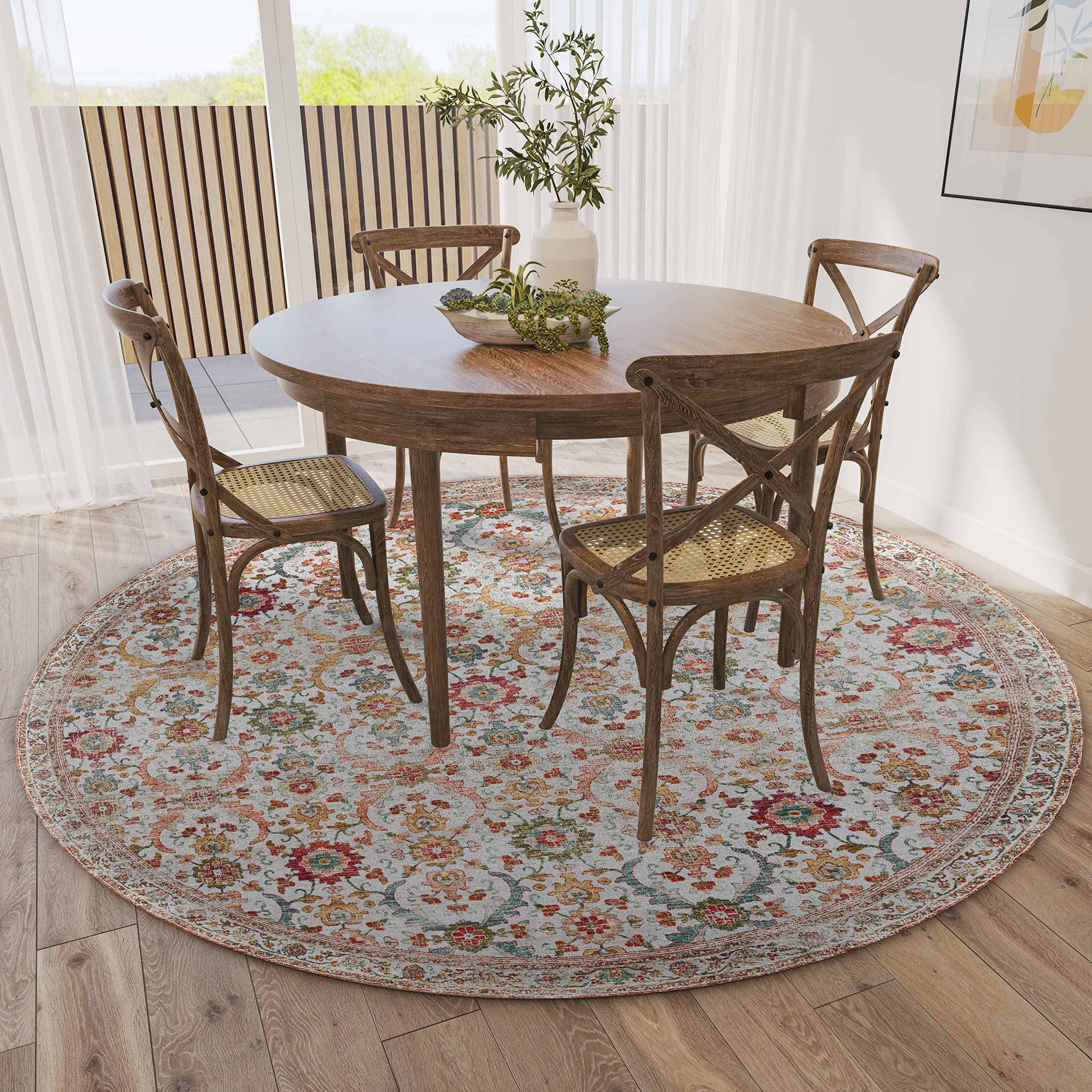 Dalyn Rugs Jericho Jc1 Ivory 6' X 6' Rectangle Soft Round Rug, Easy Clean, Non Shedding, Bedroom, Entry, Living Room, Dining Room, Kitchen Rug