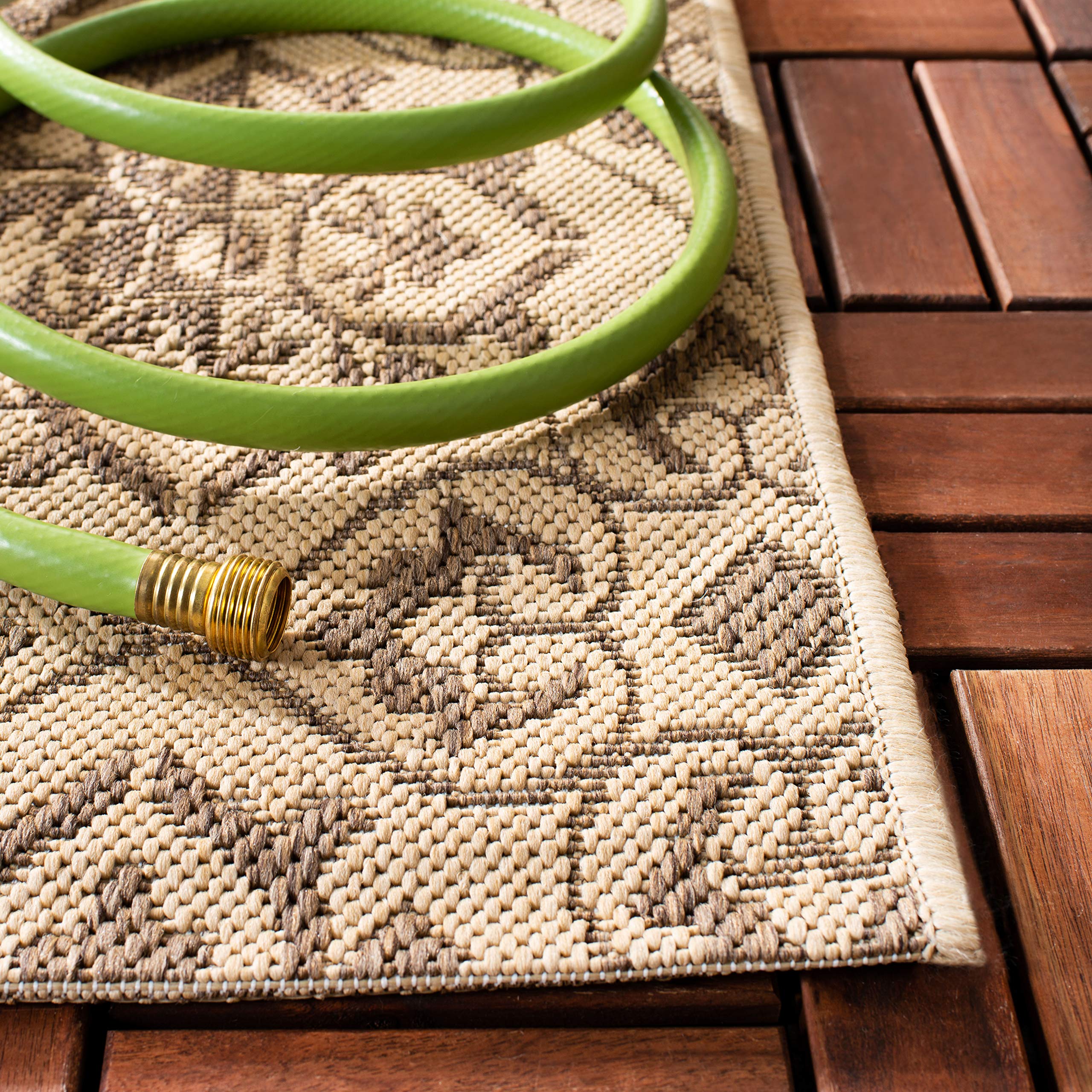 Safavieh Courtyard Collection 2'7' X 5' Brown / Cream Cy6550 Indoor/ Outdoor Waterproof Easy Cleaning Patio Backyard Mudroom Ar