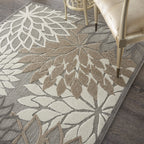 Nourison Aloha Indoor/Outdoor Area Rug 3' 6' X 5' 6', Natural, Rectangular Tropical Botanical Easy-Cleaning Non Shedding Bed Room Living Room Dining Room Deck Backyard Patio