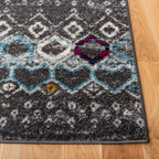Safavieh Amsterdam Collection Runner Rug - 2'3'' X 14', Dark Grey & Ivory, Moroccan Boho Design, Non-Shedding & Easy Care, Ideal