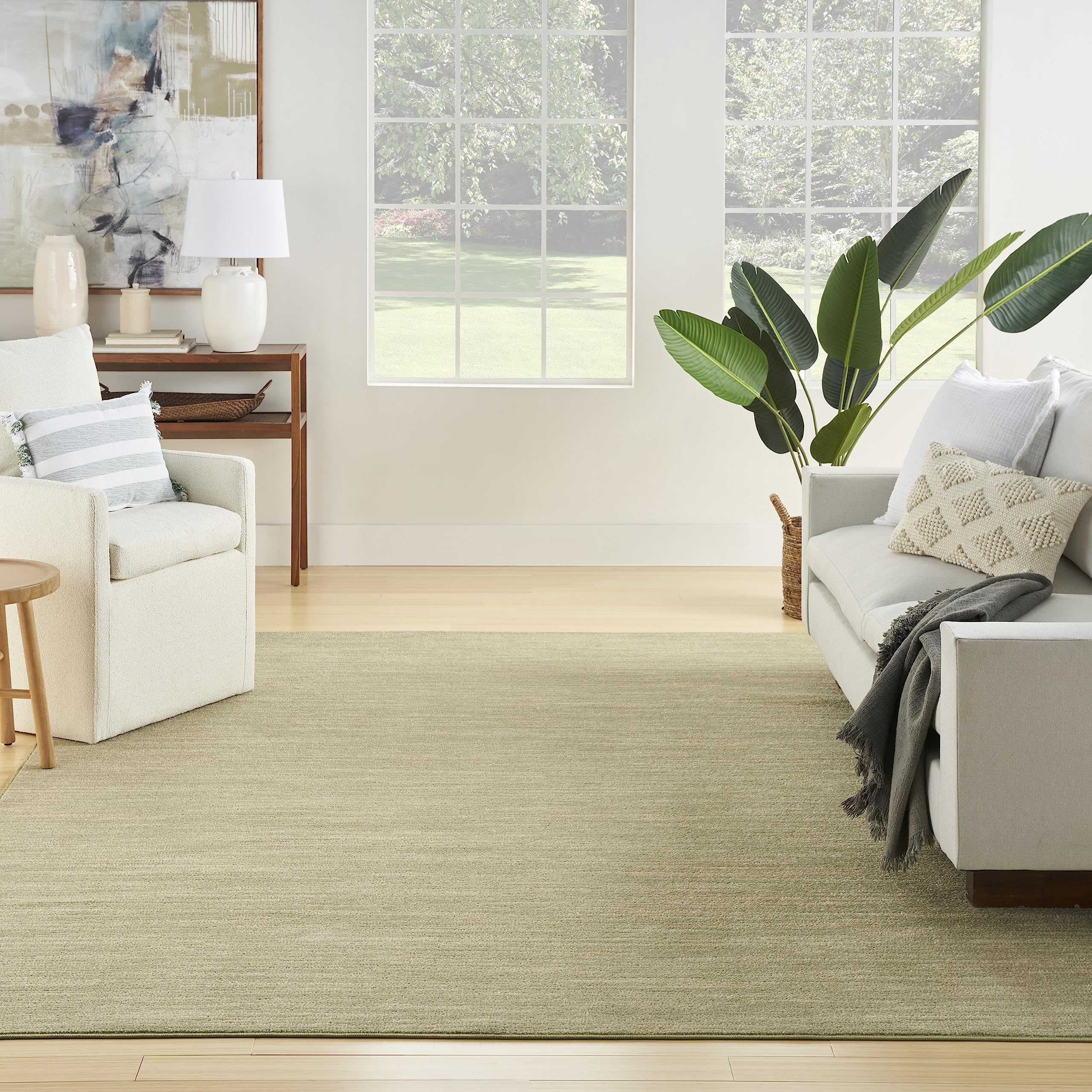 Nourison Essentials Indoor/Outdoor Green Gold 12' X 15' Area Rug, Easy Cleaning, Non Shedding, Bed Room, Living Room, Dining Room, Backyard, Deck, Patio (12X15)