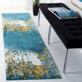 SAFAVIEH Glacier Collection 23 x 6 Blue/Gold GLA125M Modern Abstract Non-Shedding Living Room Entryway Foyer Hallway Bedroom R