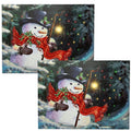 BANBERRY DESIGNS Light Up Snowman Canvas Print LED Lighted Christmas Wall Hanging Snowman with a Black Top Hat and a Red Scarf H