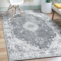 MUJOO Grey Rug 3x5 Washable, Boho Area Rugs for Entryway Bedroom Living Room Kitchen,Small Vintage Bohemian Distressed Farmhou