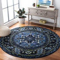 SAFAVIEH Vintage Hamadan Collection 3 Round Light Blue/Black VTH211N Oriental Traditional Persian Non-Shedding Living Room Bedr