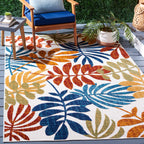 Safavieh Cabana Collection 3' X 5' Cream/Red Cbn814A Botanical Indoor/ Outdoor Non-Shedding Easy Cleaning Patio Backyard Deck Porch Mudroom Area Rug