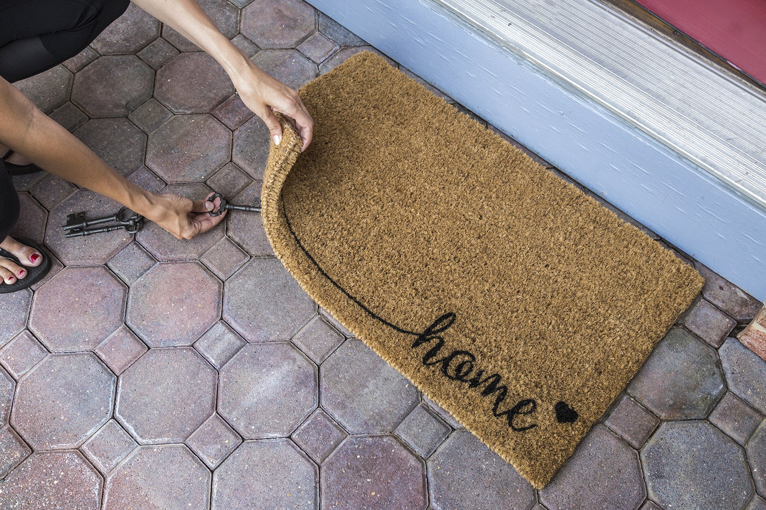 Entryways Home , Hand-Stenciled, All-Natural Coconut Fiber Coir Doormat 18' X 30' X .75'