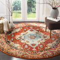 SAFAVIEH Monaco Collection 9 Round Orange / Light Blue MNC243H Boho Chic Medallion Distressed Non-Shedding Dining Room Entryway