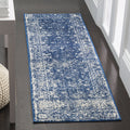 SAFAVIEH Evoke Collection 22 x 5 Navy/Ivory EVK270A Shabby Chic Distressed Non-Shedding Living Room Bedroom Area Rug
