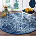 SAFAVIEH Evoke Collection 3 Round Navy/Ivory EVK256A Oriental Distressed Non-Shedding Dining Room Entryway Foyer Living Room Be
