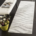 SAFAVIEH Adirondack Collection Runner - 26 x 18, Grey & Cream, Modern Wave Distressed Design, Non-Shedding & Easy Care, Ideal 