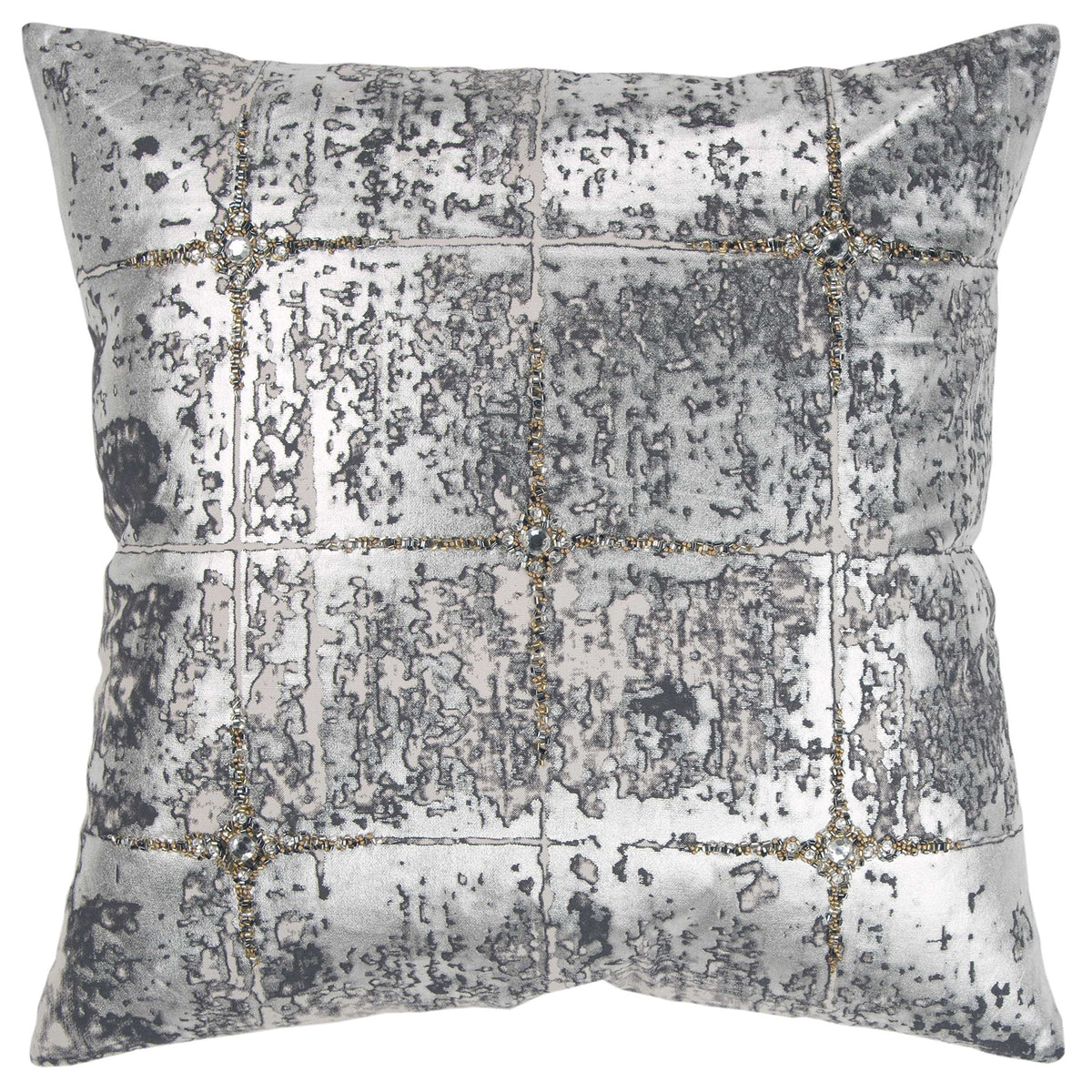 Rizzy Home T14041 Decorative Pillow, 20&quot; X 20&quot;, Silver