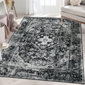 MUJOO Washable Rug 3x5 Area Rugs for Entryway Entry Bedroom Living Room Black Small Non Slip Carpet Throw Rugs Machine Washable 