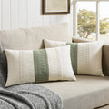 Zeemart 2 Packs Cotton Boho Lumbar Throw Pillow Covers 12X20 Inch Contrast Green, Soft Farmhouse Decorative Couch Pillow Cases Sage Green Cushion Covers For Sofa Bed Living Room Home Decor