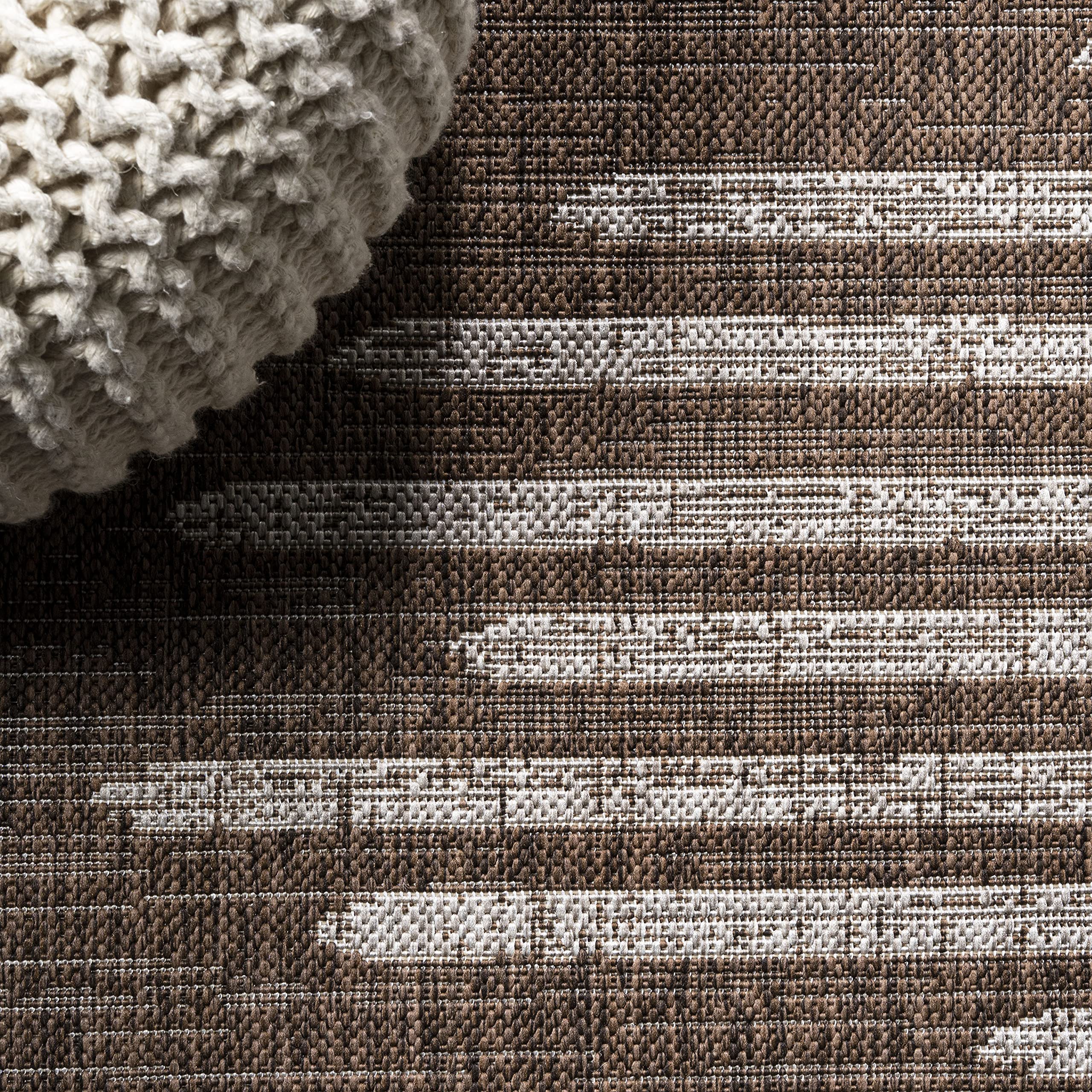 Jonathan Y Smb124B-210 Zolak Berber Stripe Geometric Indoor Outdoor Area Rug Bohemian Contemporary Easy Cleaning Bedroom Kitchen Backyard Patio Non Shedding, 2 X 10, Brown/Beige