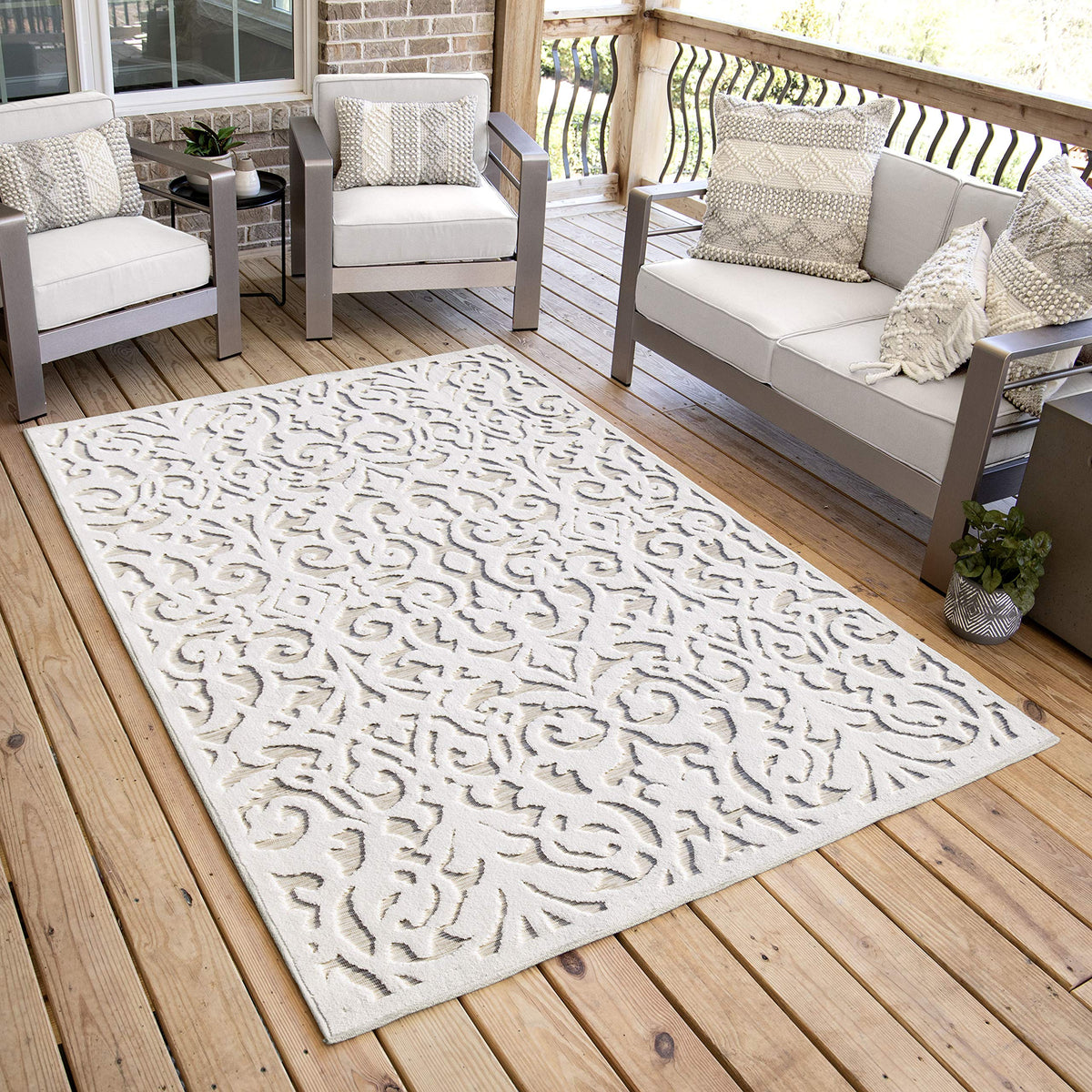 My Texas House By Orian Lady Bird Area Rug, 5'2&quot; X 7'6&quot;, Natural Driftwood