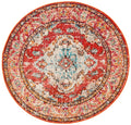 SAFAVIEH Monaco Collection 4 Round OrangeLight Blue MNC243H Boho Chic Medallion Distressed Non-Shedding Living Room Bedroom Are