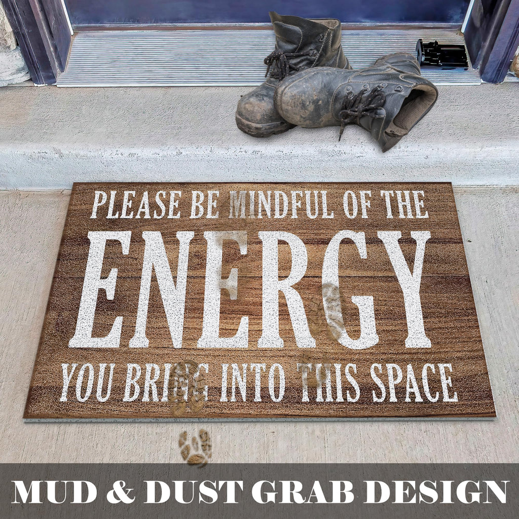 Luvadian Funny Welcome Mats For Front Door - Please Be Mindful Of The Energy You Bring Into This Space, Check Your Energy Door M