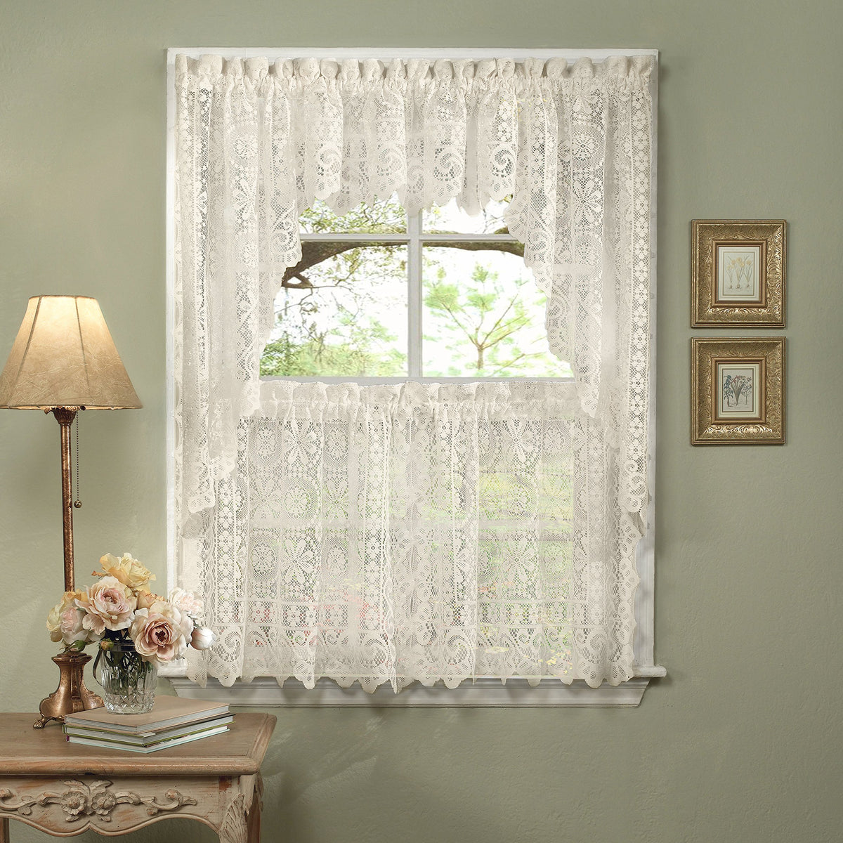 Sweet Home Collection 5 Pc Kitchen Curtain Set, Swag Pair, Valance, Choice Of 24' Or 36' Tier Pair